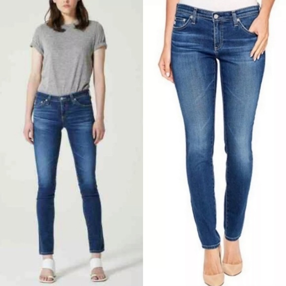 AG Women’s 28 The Stilt Straight Cigarette Leg Mid Rise Blue Jeans - Picture 1 of 10